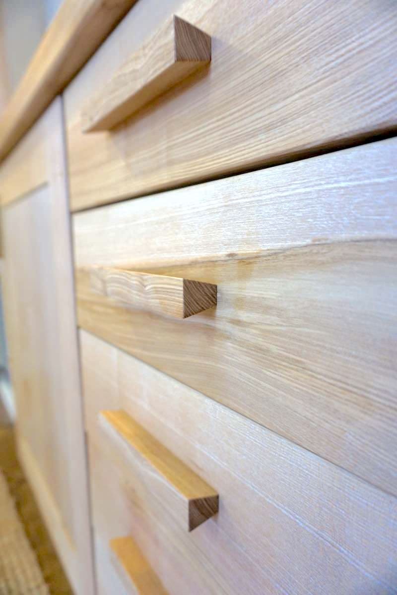 detail photo of kitchen drawer and handmade handle