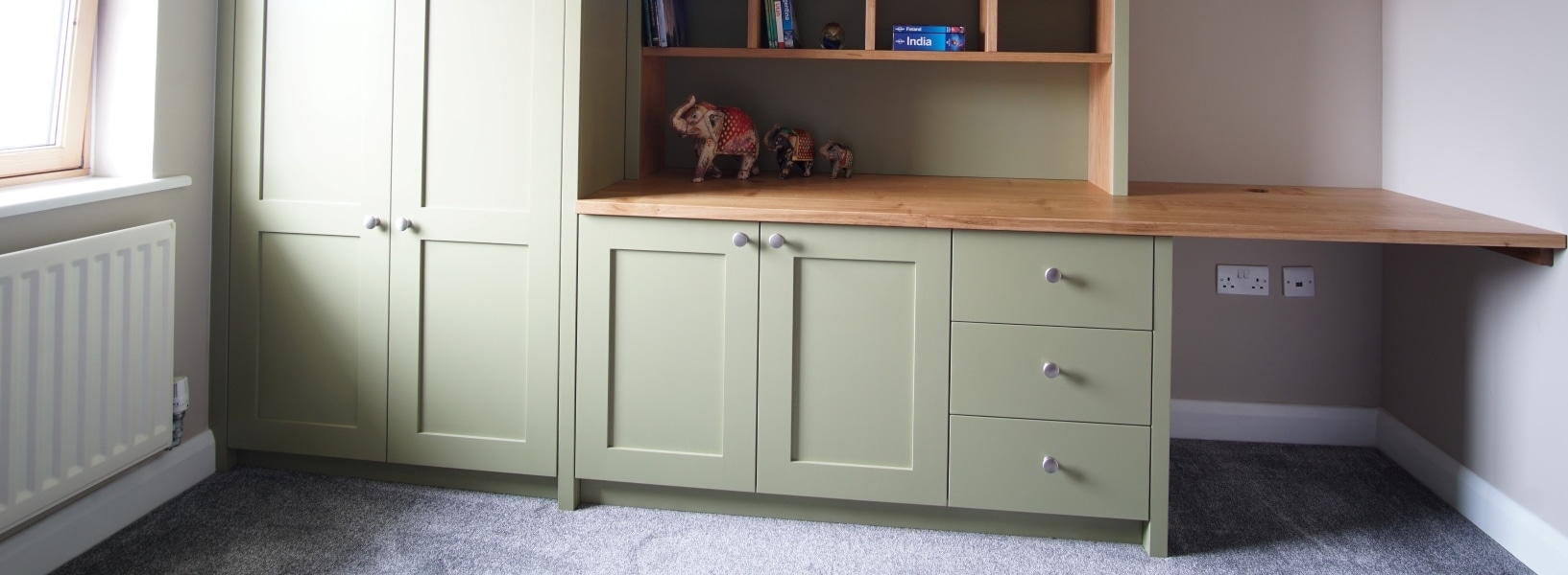 plywood and oak home office banner