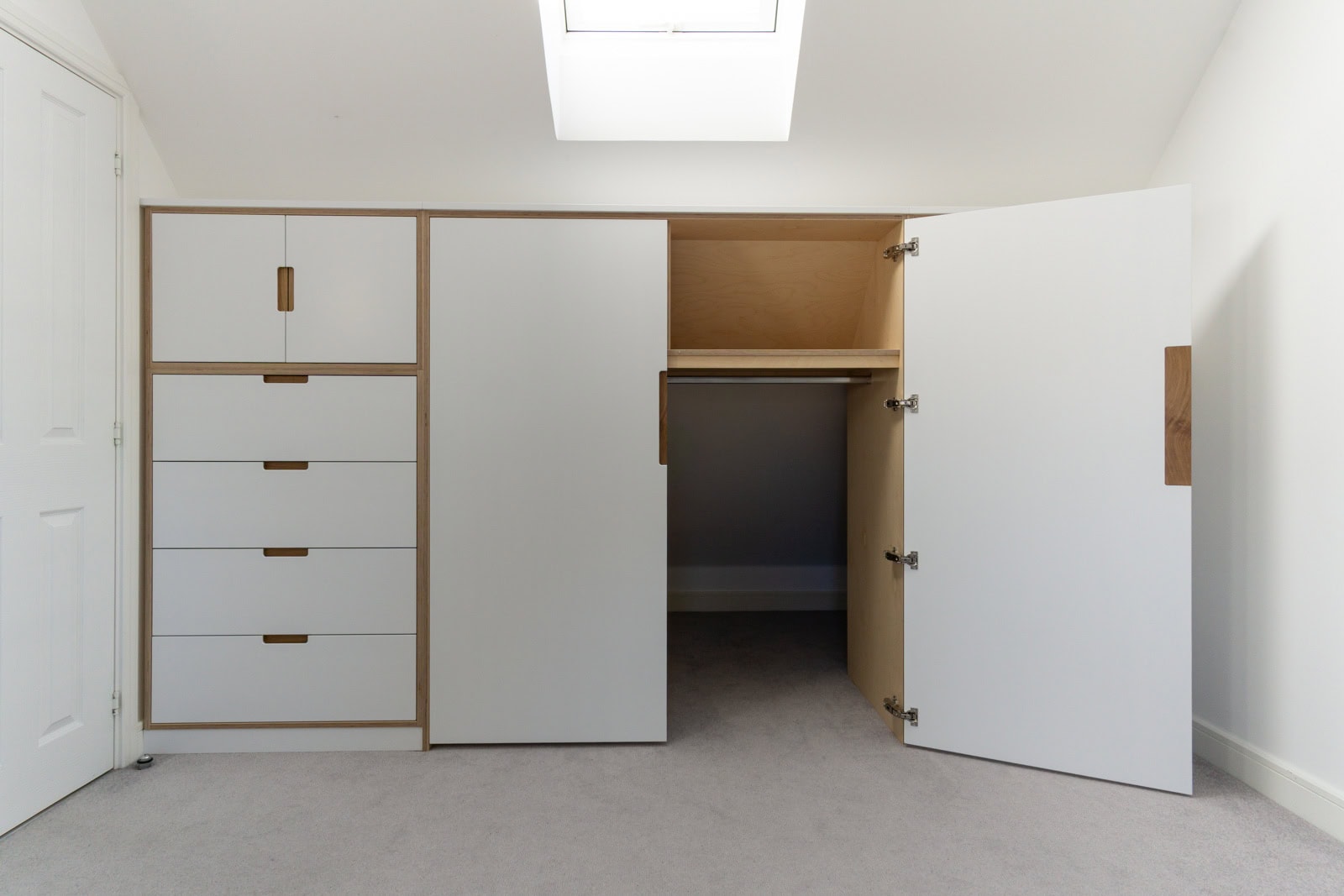 Bespoke loft wardrobes in Bristol fitted to sloping ceilings